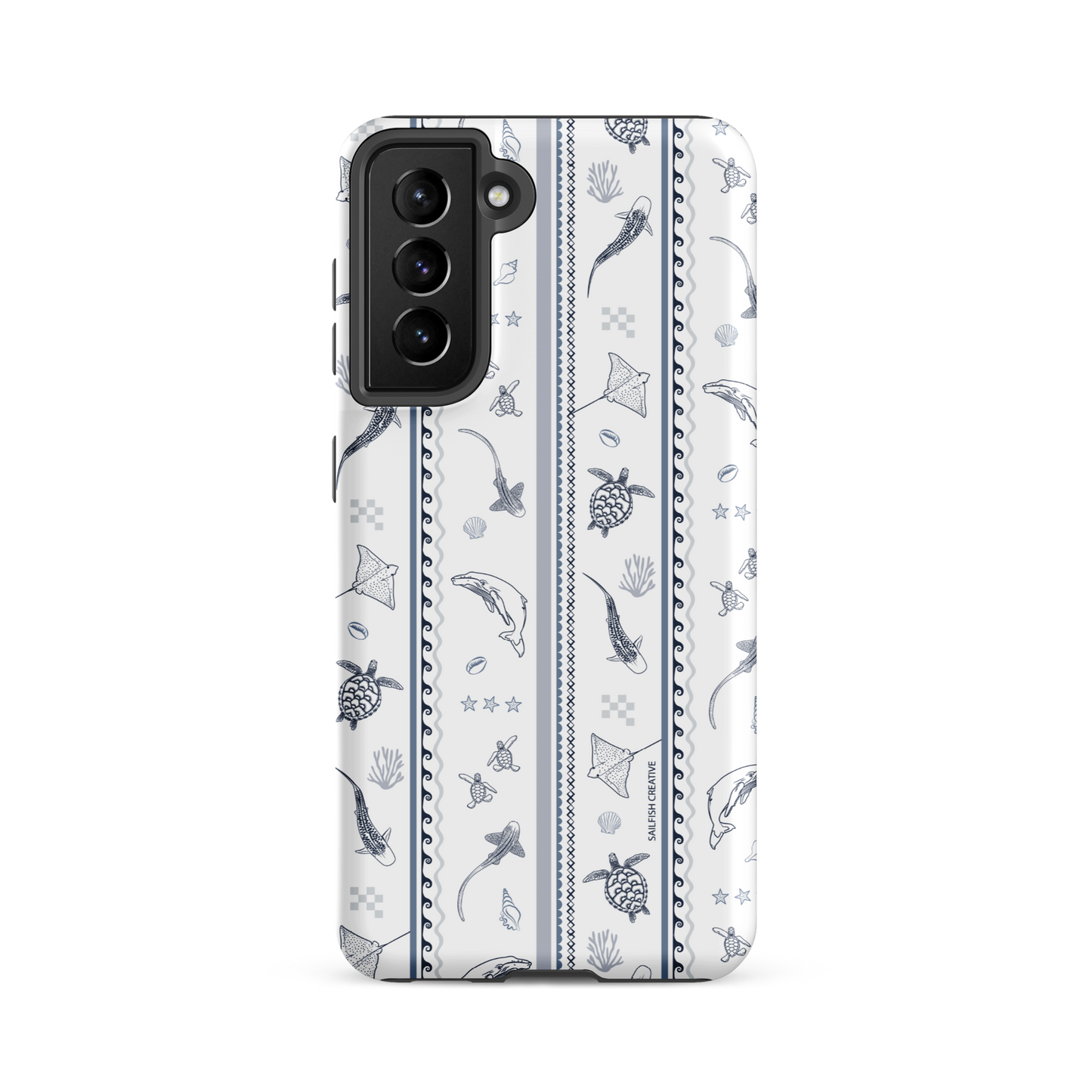 Samsung Phone Case - Candy Stripes Overcast Blue on White