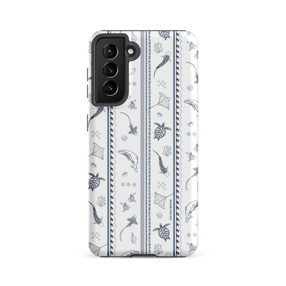 Samsung Phone Case - Candy Stripes Overcast Blue on White