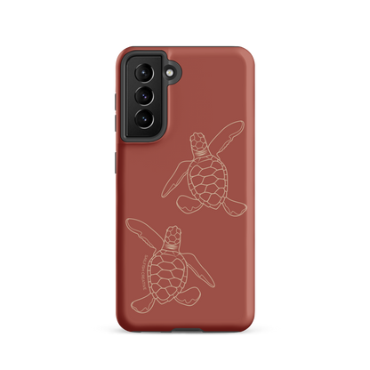Samsung Phone Case -  Turtle Hatchlings Outline Rusty Coral