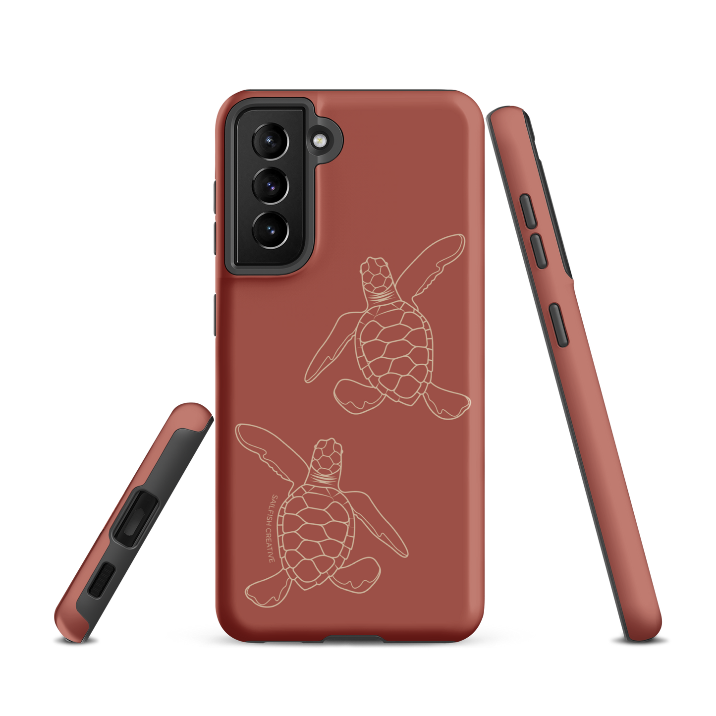 Samsung Phone Case -  Turtle Hatchlings Outline Rusty Coral