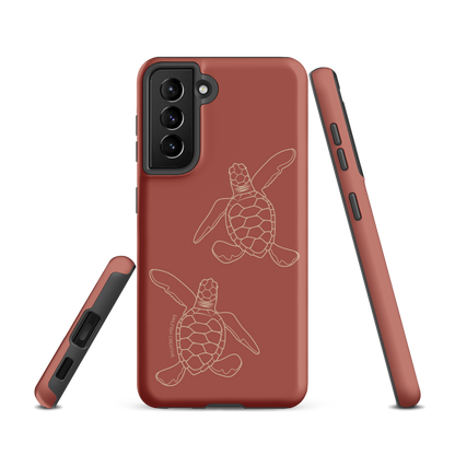 Samsung Phone Case -  Turtle Hatchlings Outline Rusty Coral