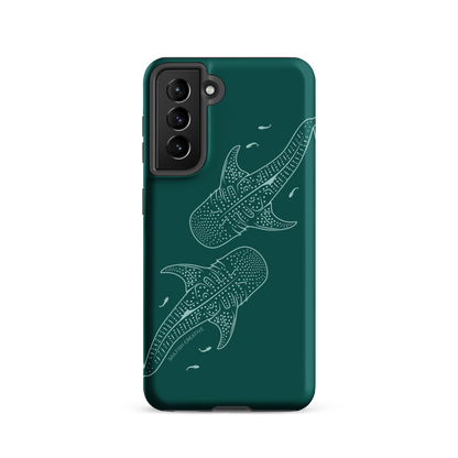 Samsung Phone Case -  Whale Sharks Outline Emerald