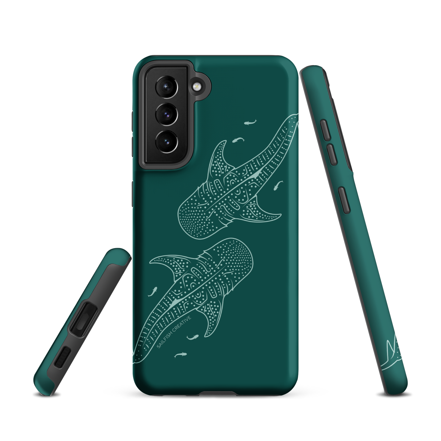 Samsung Phone Case -  Whale Sharks Outline Emerald
