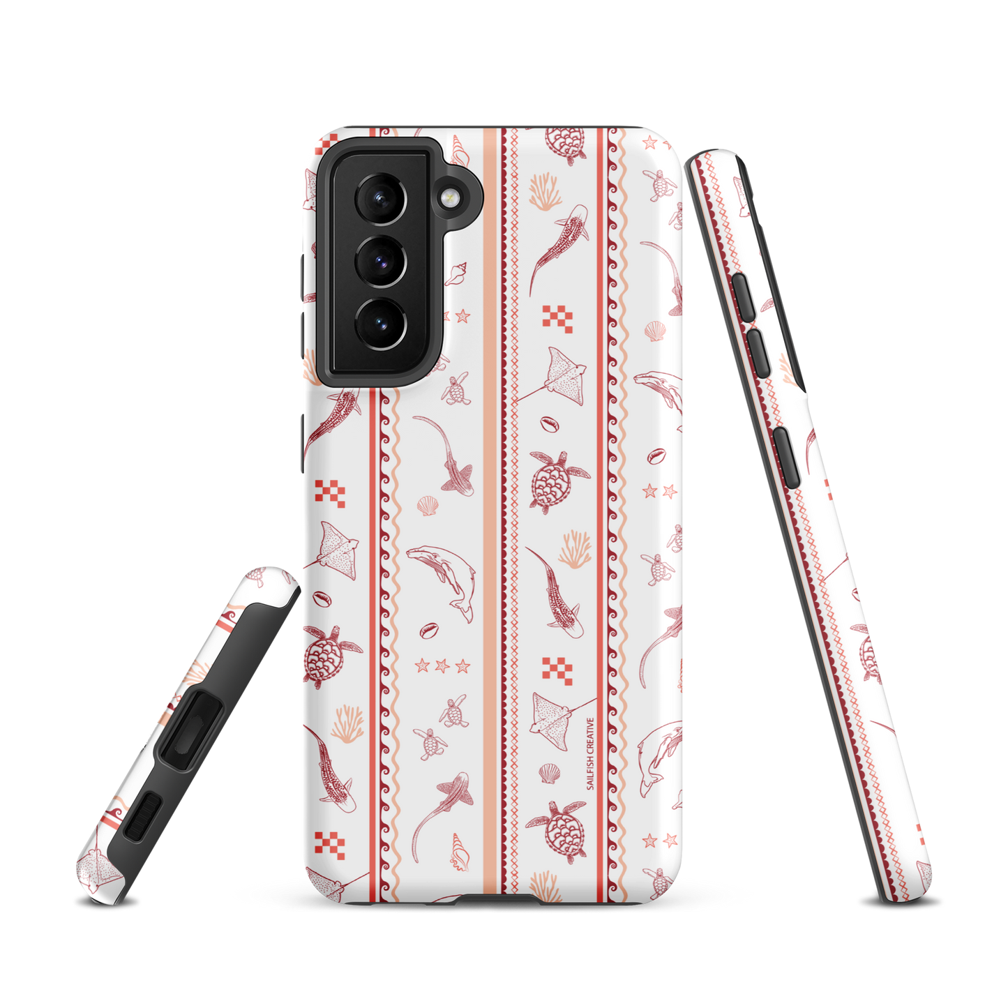 Samsung Phone Case - Candy Stripes Coral