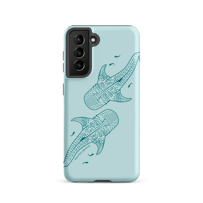 Samsung Phone Case -  Whale Sharks Outline Teal
