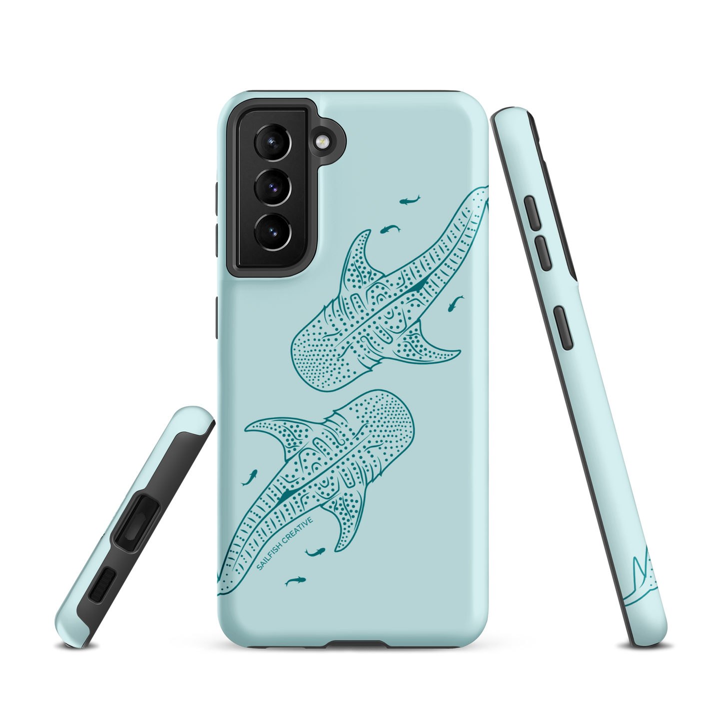Samsung Phone Case -  Whale Sharks Outline Teal