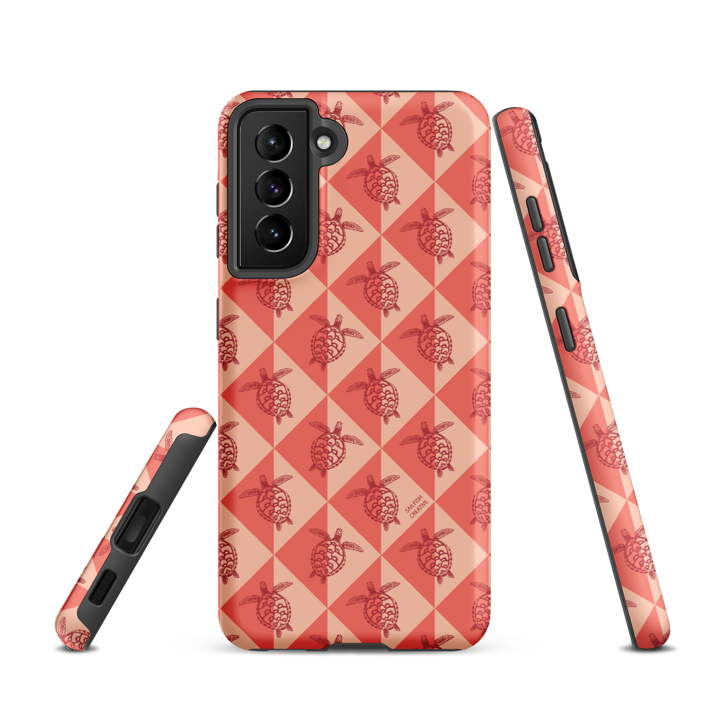 Samsung Phone Case -  Turtle Diamonds Coral