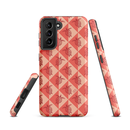 Samsung Phone Case -  Turtle Diamonds Coral
