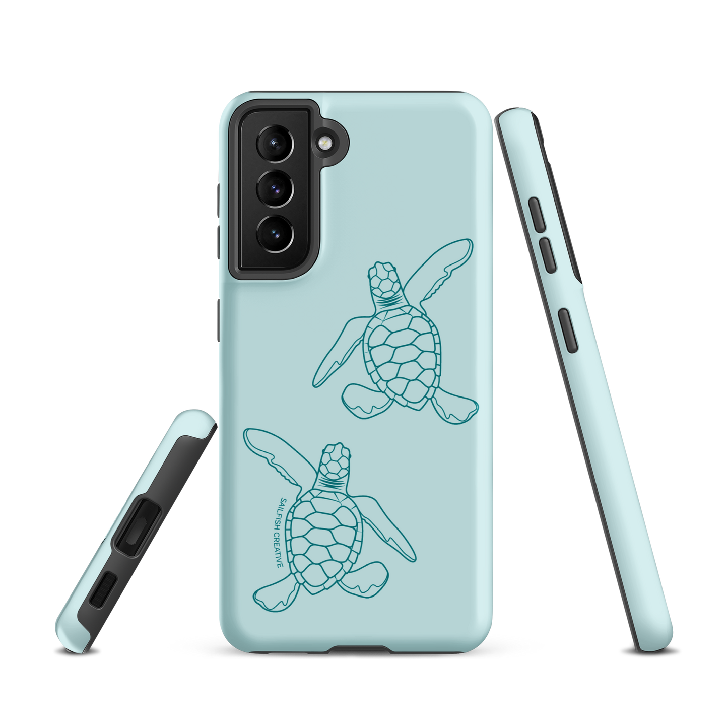 Samsung Phone Case -  Turtle Hatchlings Outline Teal