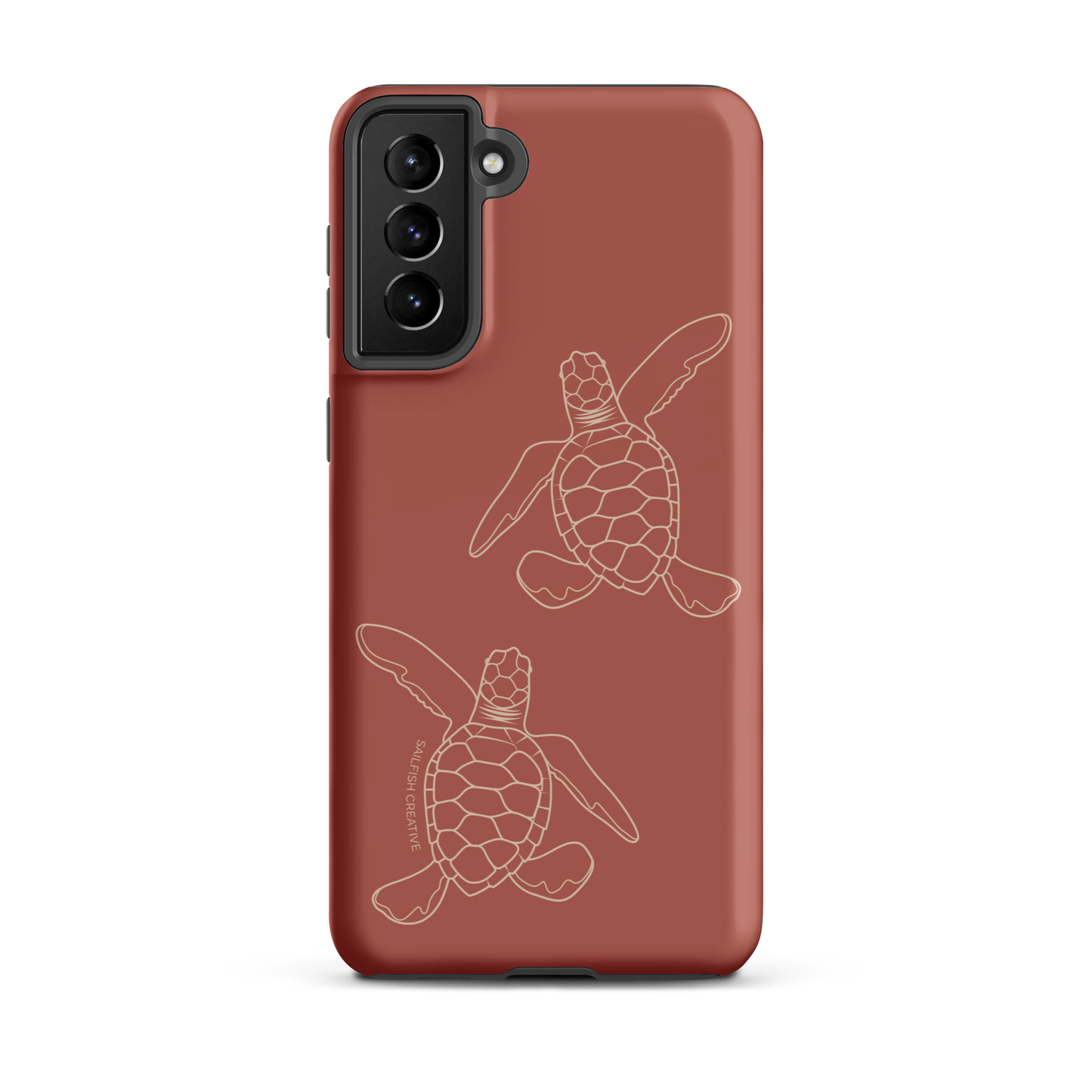 Samsung Phone Case -  Turtle Hatchlings Outline Rusty Coral