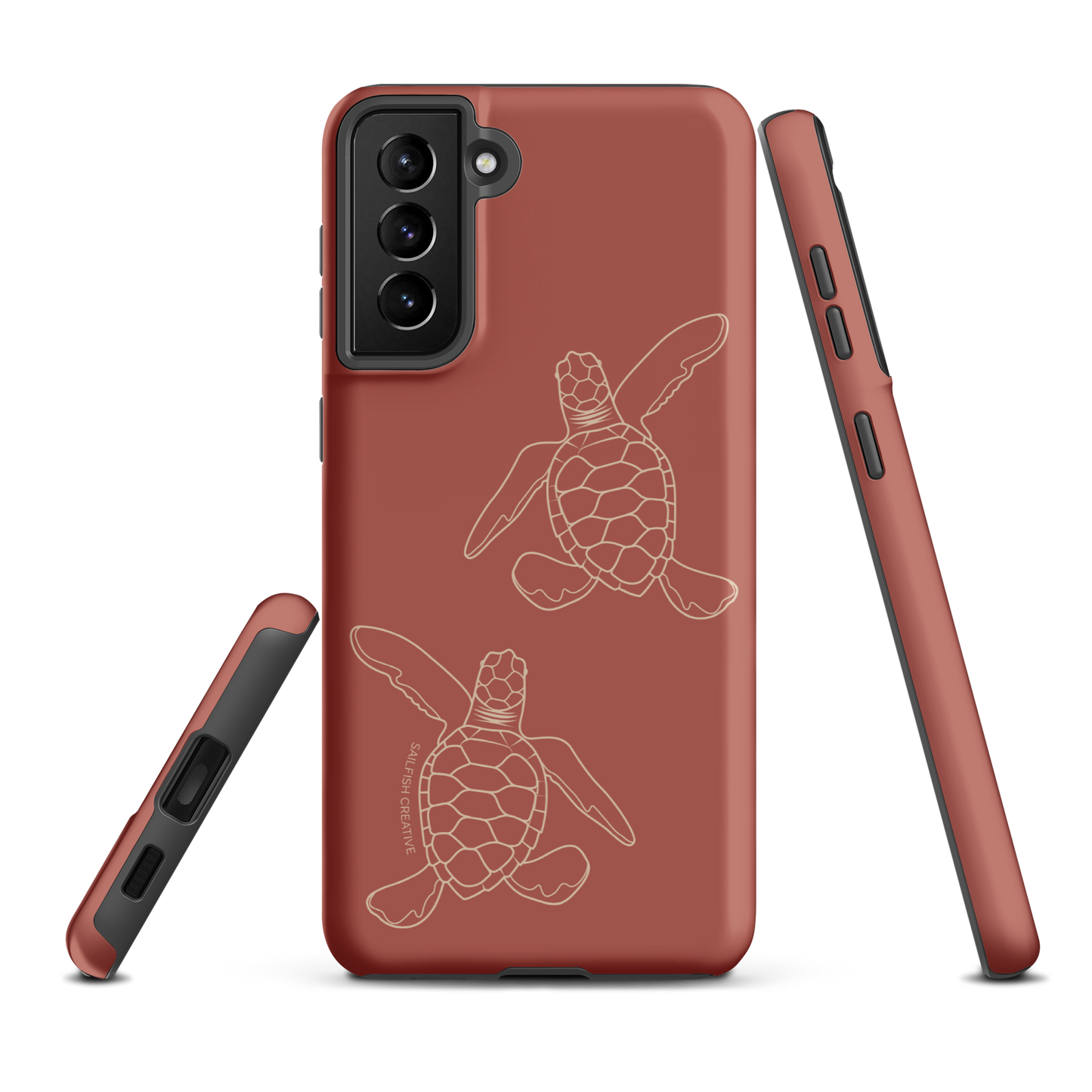 Samsung Phone Case -  Turtle Hatchlings Outline Rusty Coral