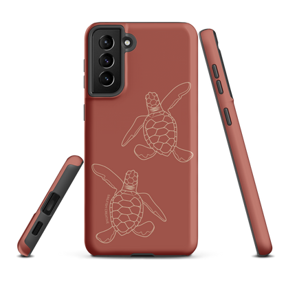 Samsung Phone Case -  Turtle Hatchlings Outline Rusty Coral