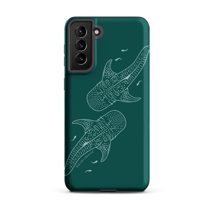 Samsung Phone Case -  Whale Sharks Outline Emerald