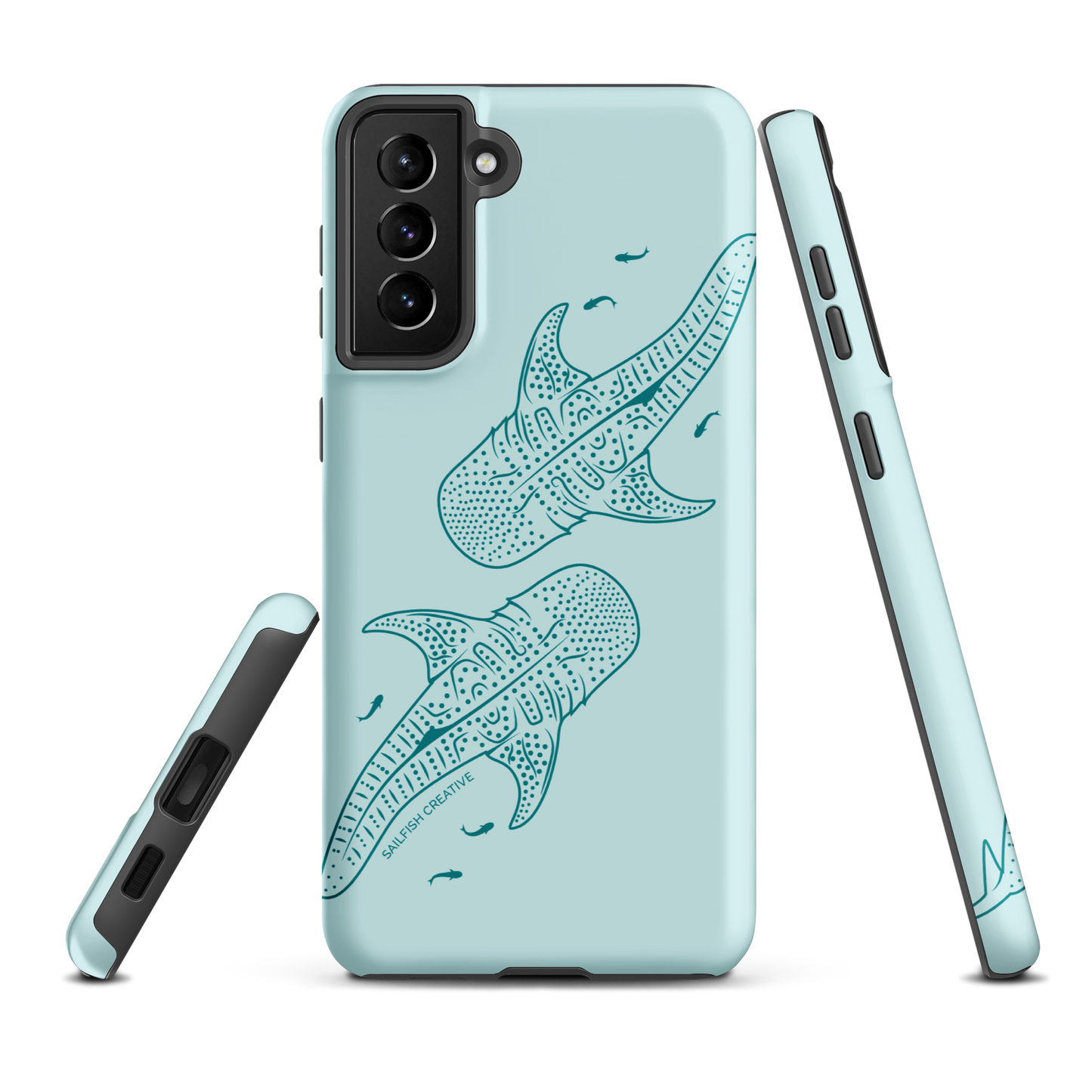 Samsung Phone Case -  Whale Sharks Outline Teal