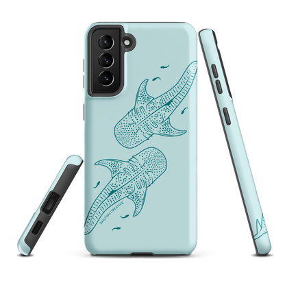Samsung Phone Case -  Whale Sharks Outline Teal