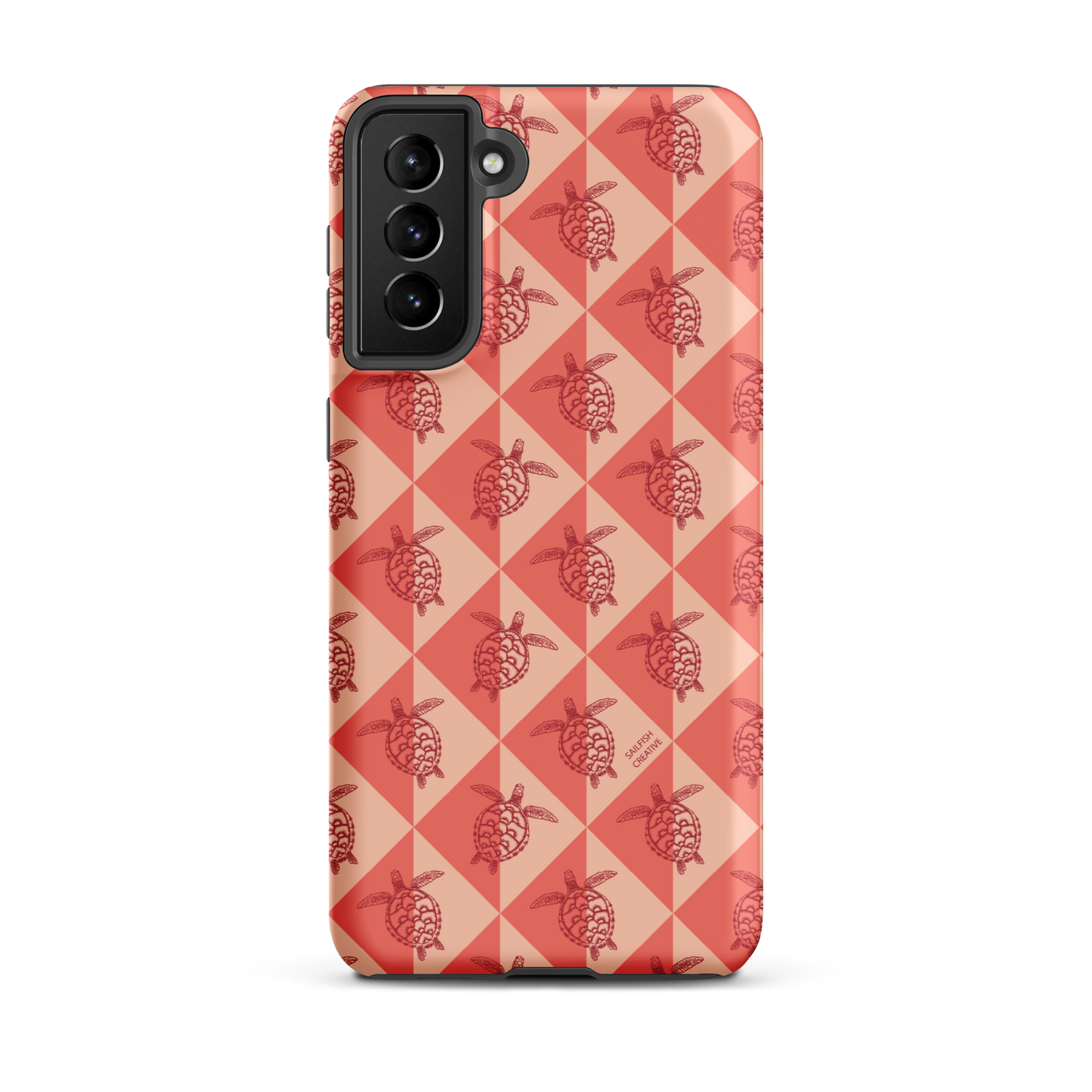 Samsung Phone Case -  Turtle Diamonds Coral