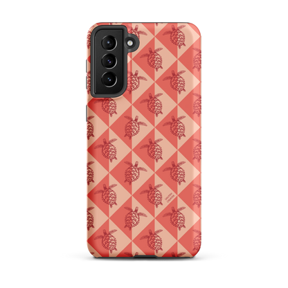 Samsung Phone Case -  Turtle Diamonds Coral