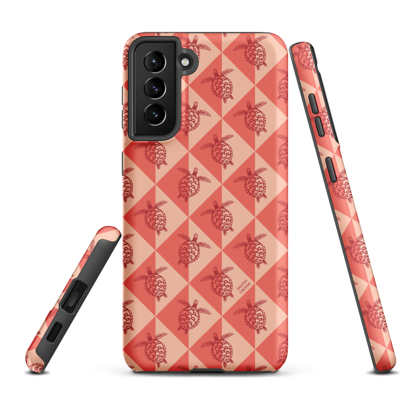 Samsung Phone Case -  Turtle Diamonds Coral