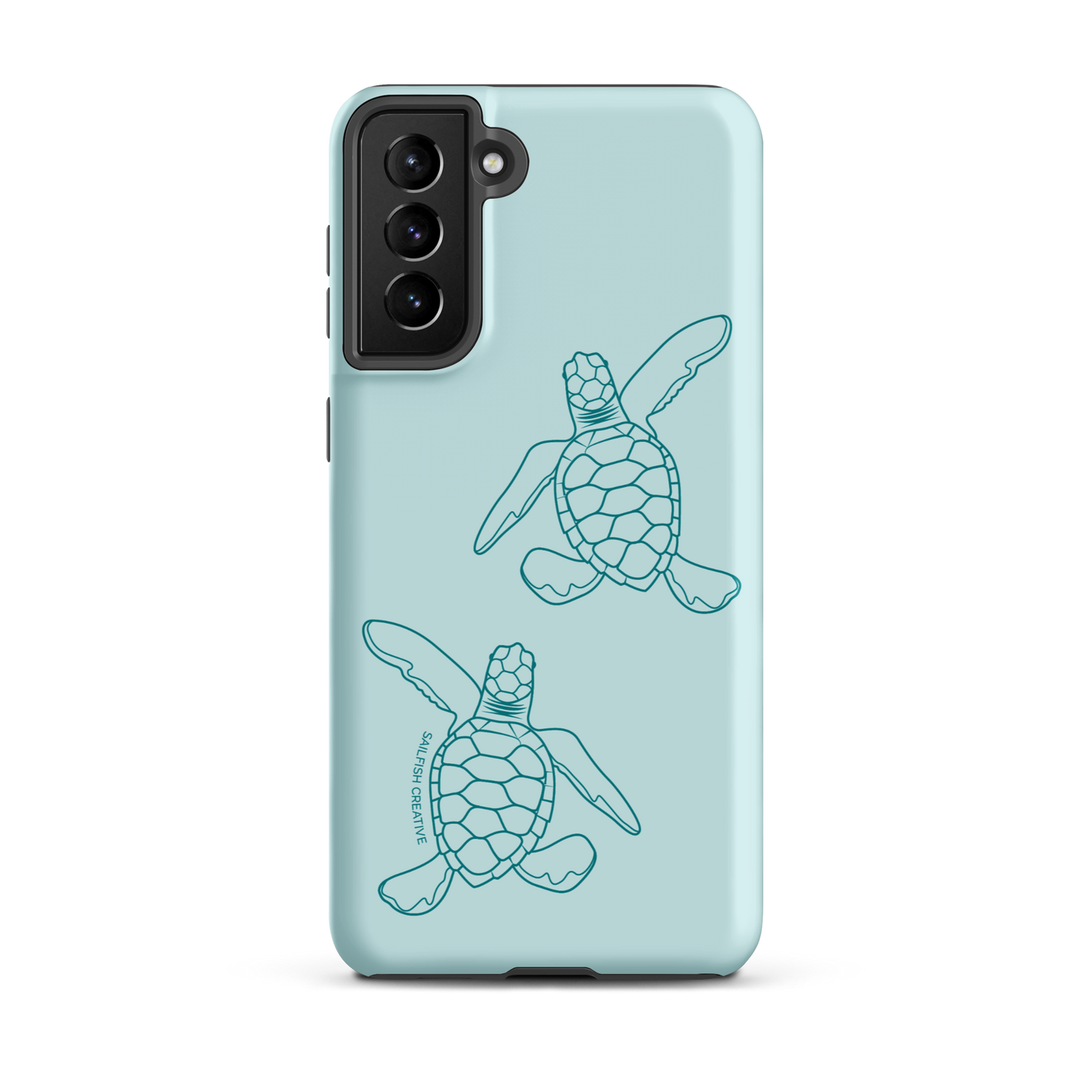 Samsung Phone Case -  Turtle Hatchlings Outline Teal