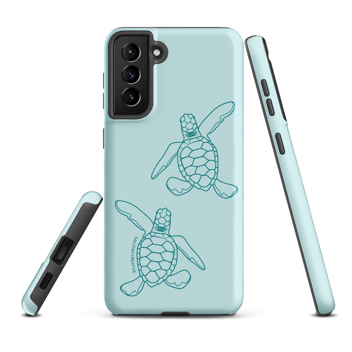 Samsung Phone Case -  Turtle Hatchlings Outline Teal