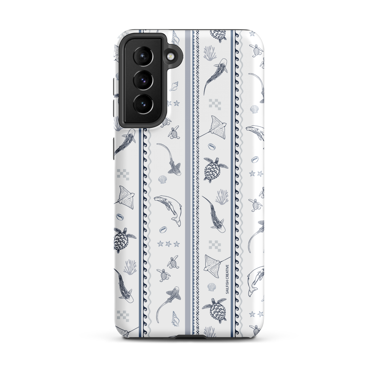 Samsung Phone Case - Candy Stripes Overcast Blue on White