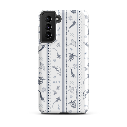 Samsung Phone Case - Candy Stripes Overcast Blue on White