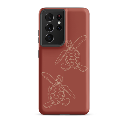 Samsung Phone Case -  Turtle Hatchlings Outline Rusty Coral