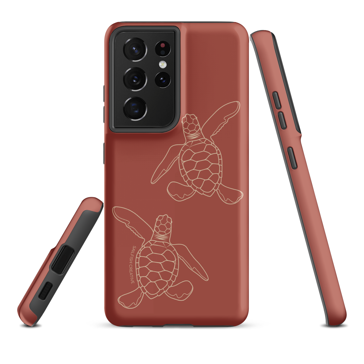 Samsung Phone Case -  Turtle Hatchlings Outline Rusty Coral