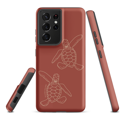 Samsung Phone Case -  Turtle Hatchlings Outline Rusty Coral