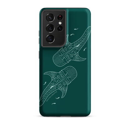 Samsung Phone Case -  Whale Sharks Outline Emerald