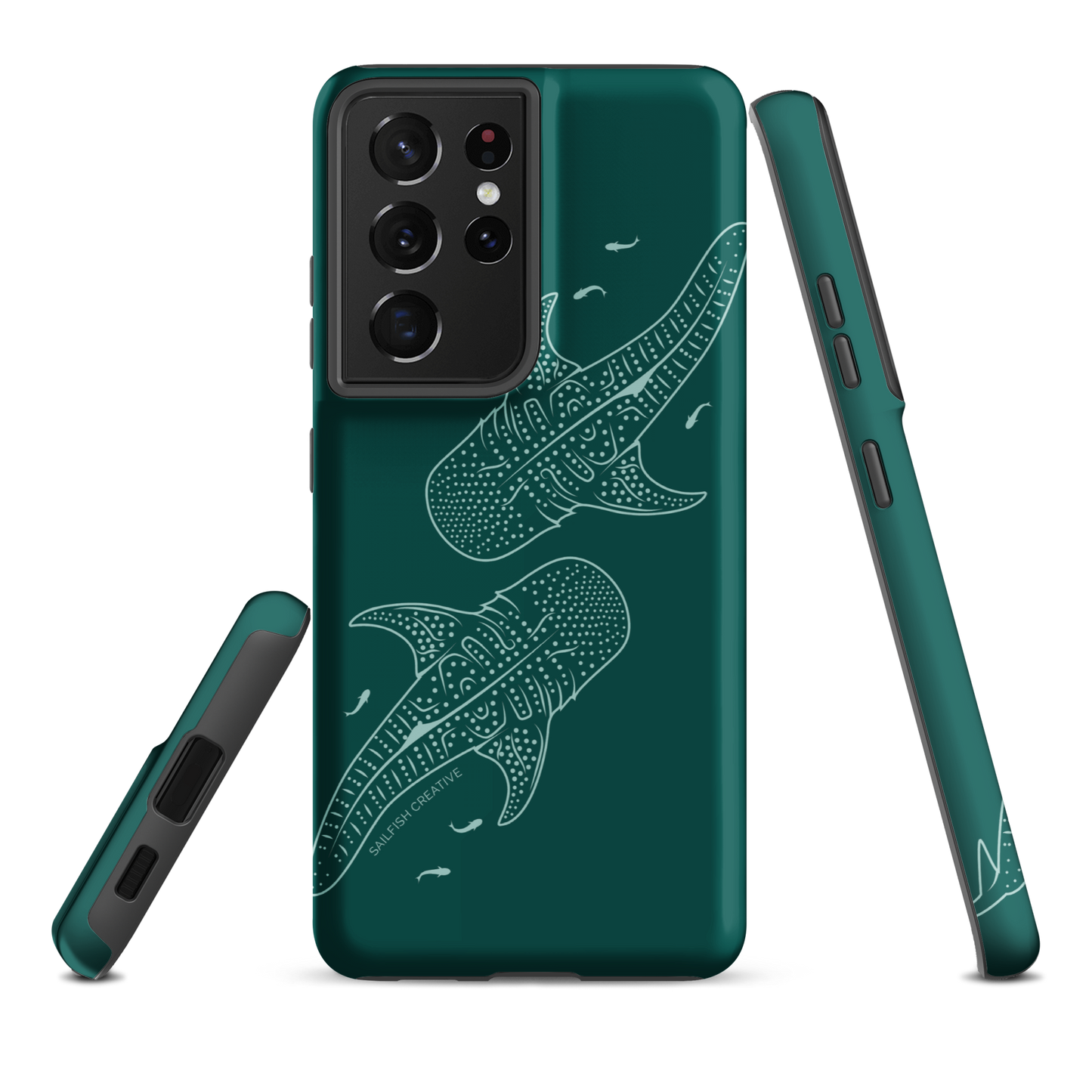 Samsung Phone Case -  Whale Sharks Outline Emerald