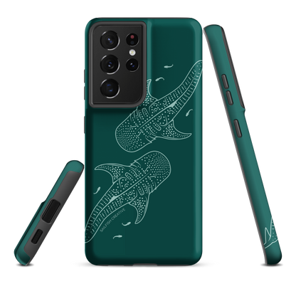 Samsung Phone Case -  Whale Sharks Outline Emerald