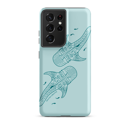 Samsung Phone Case -  Whale Sharks Outline Teal