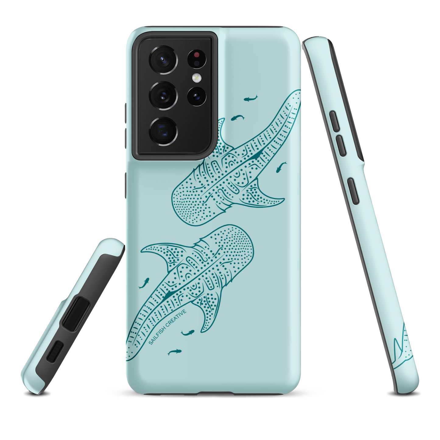 Samsung Phone Case -  Whale Sharks Outline Teal