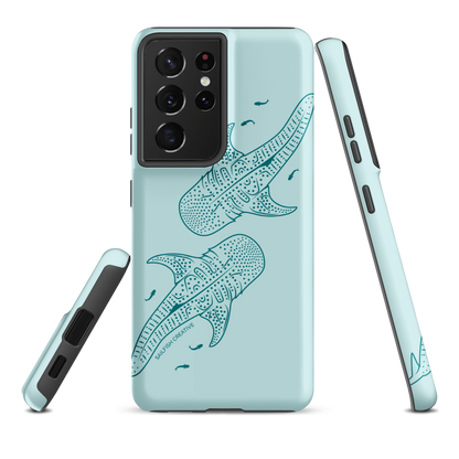 Samsung Phone Case -  Whale Sharks Outline Teal