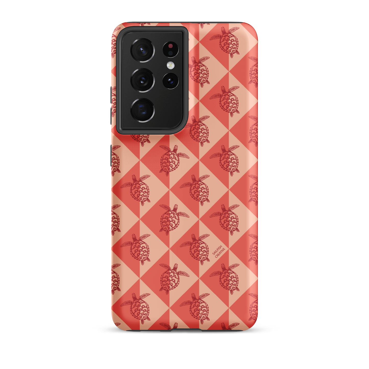 Samsung Phone Case -  Turtle Diamonds Coral