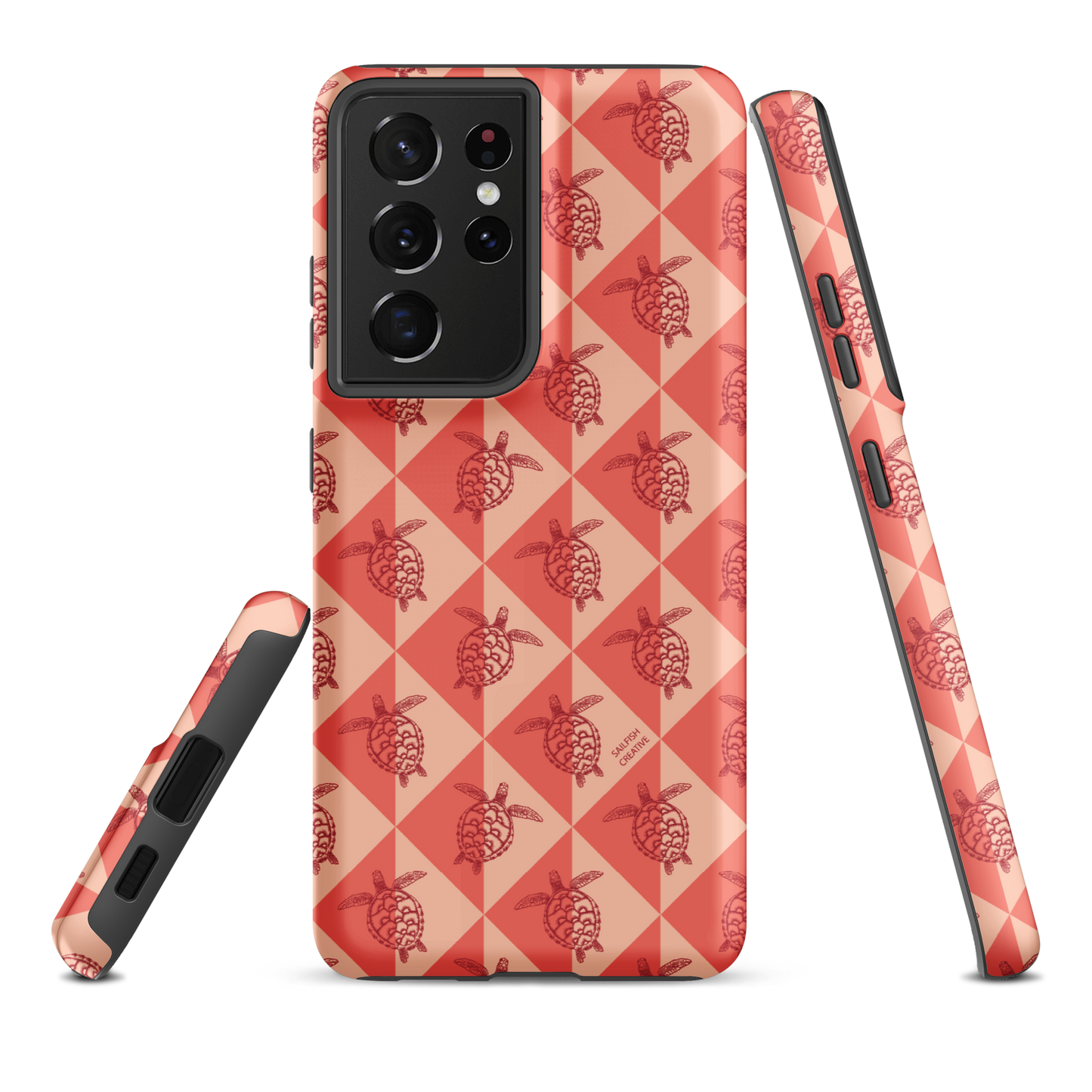 Samsung Phone Case -  Turtle Diamonds Coral