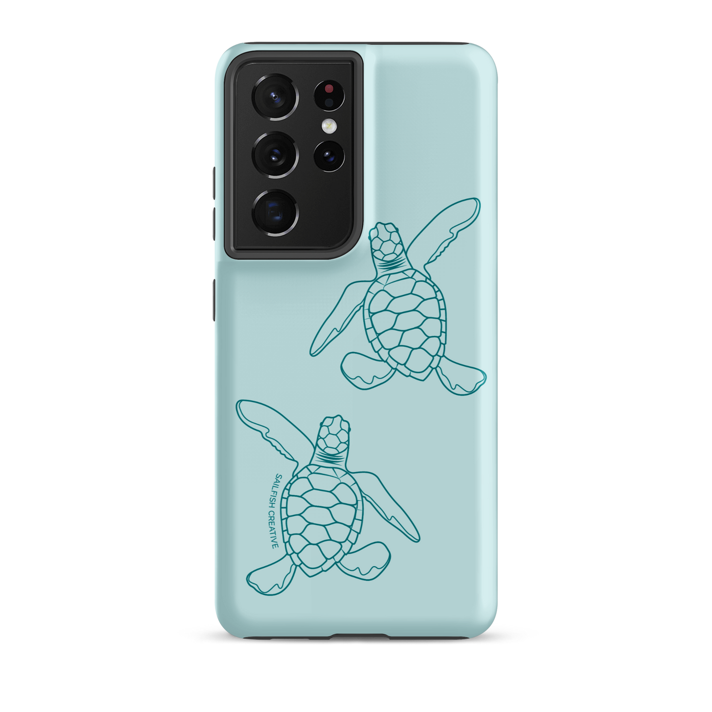 Samsung Phone Case -  Turtle Hatchlings Outline Teal