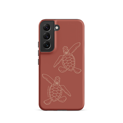 Samsung Phone Case -  Turtle Hatchlings Outline Rusty Coral