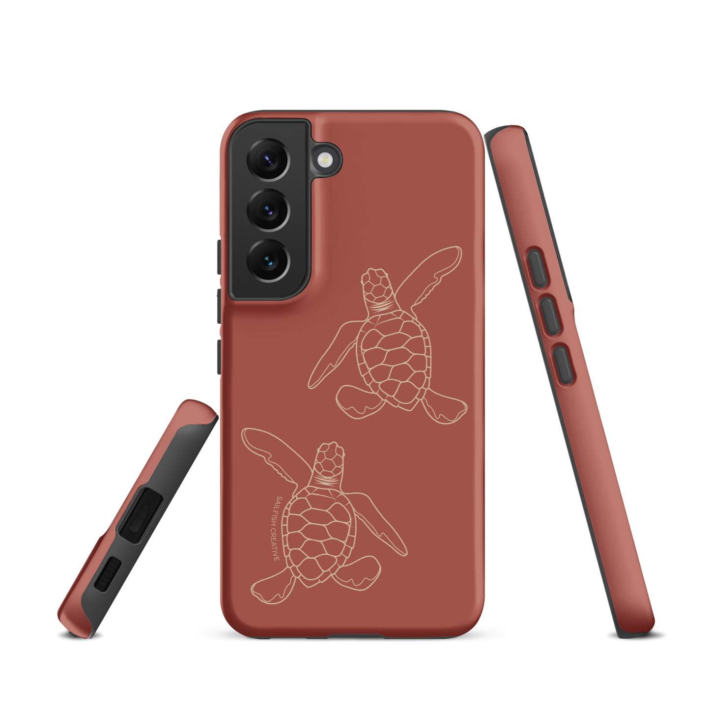 Samsung Phone Case -  Turtle Hatchlings Outline Rusty Coral