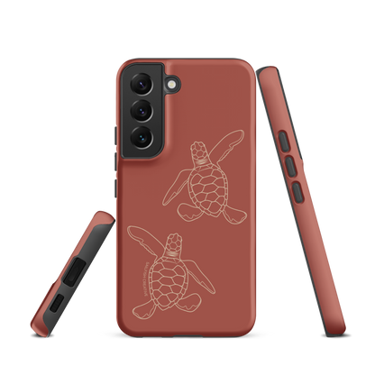 Samsung Phone Case -  Turtle Hatchlings Outline Rusty Coral