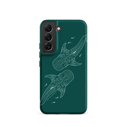 Samsung Phone Case -  Whale Sharks Outline Emerald