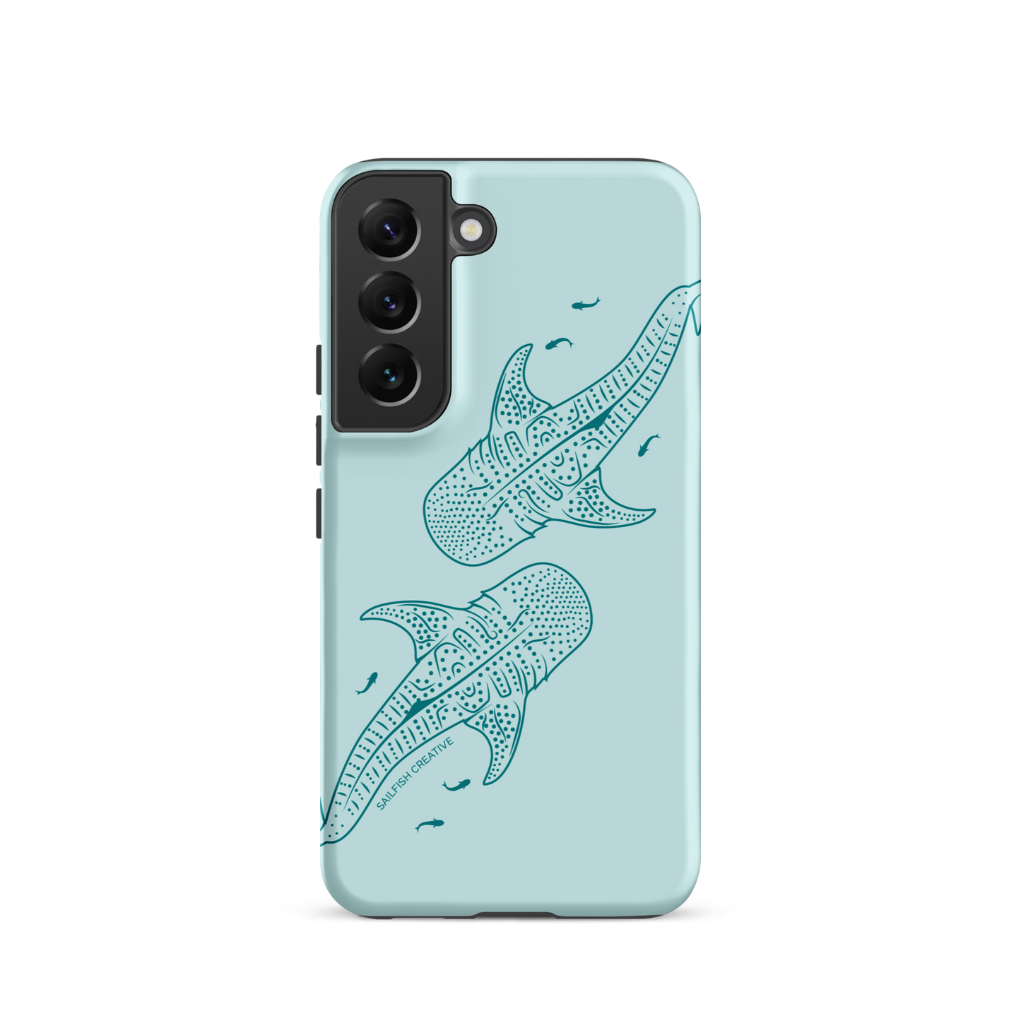 Samsung Phone Case -  Whale Sharks Outline Teal