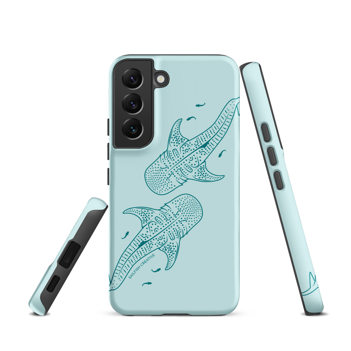 Samsung Phone Case -  Whale Sharks Outline Teal