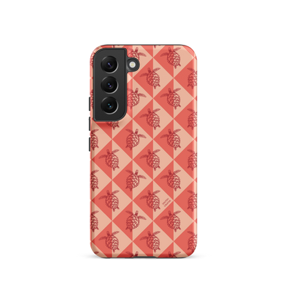 Samsung Phone Case -  Turtle Diamonds Coral