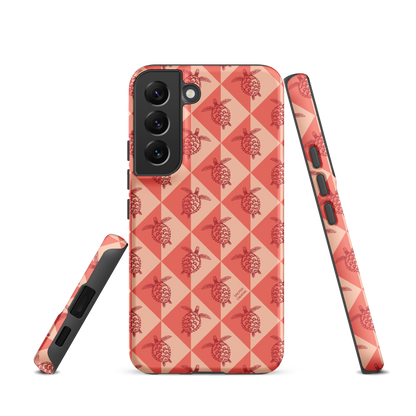 Samsung Phone Case -  Turtle Diamonds Coral