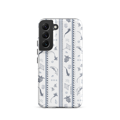 Samsung Phone Case - Candy Stripes Overcast Blue on White