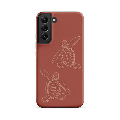 Samsung Phone Case -  Turtle Hatchlings Outline Rusty Coral