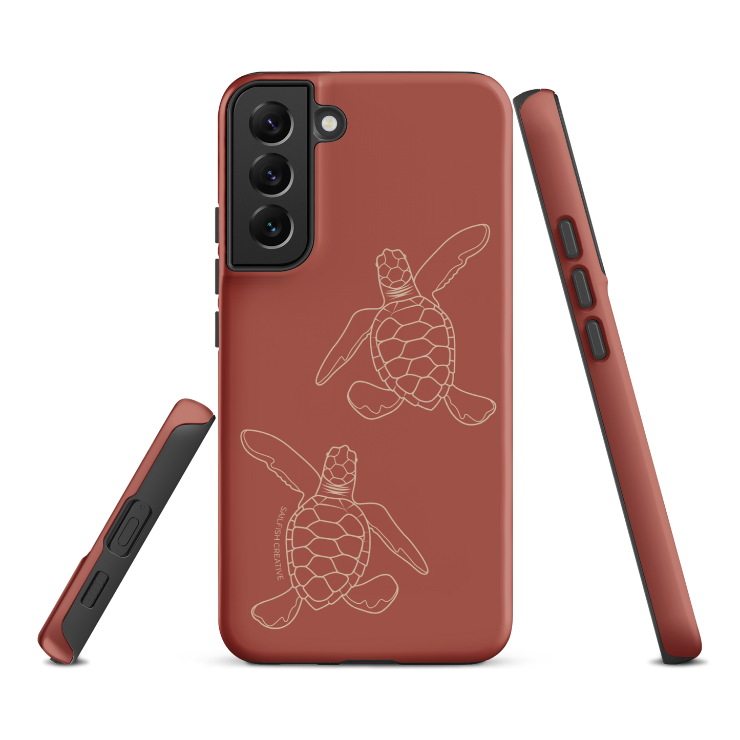 Samsung Phone Case -  Turtle Hatchlings Outline Rusty Coral