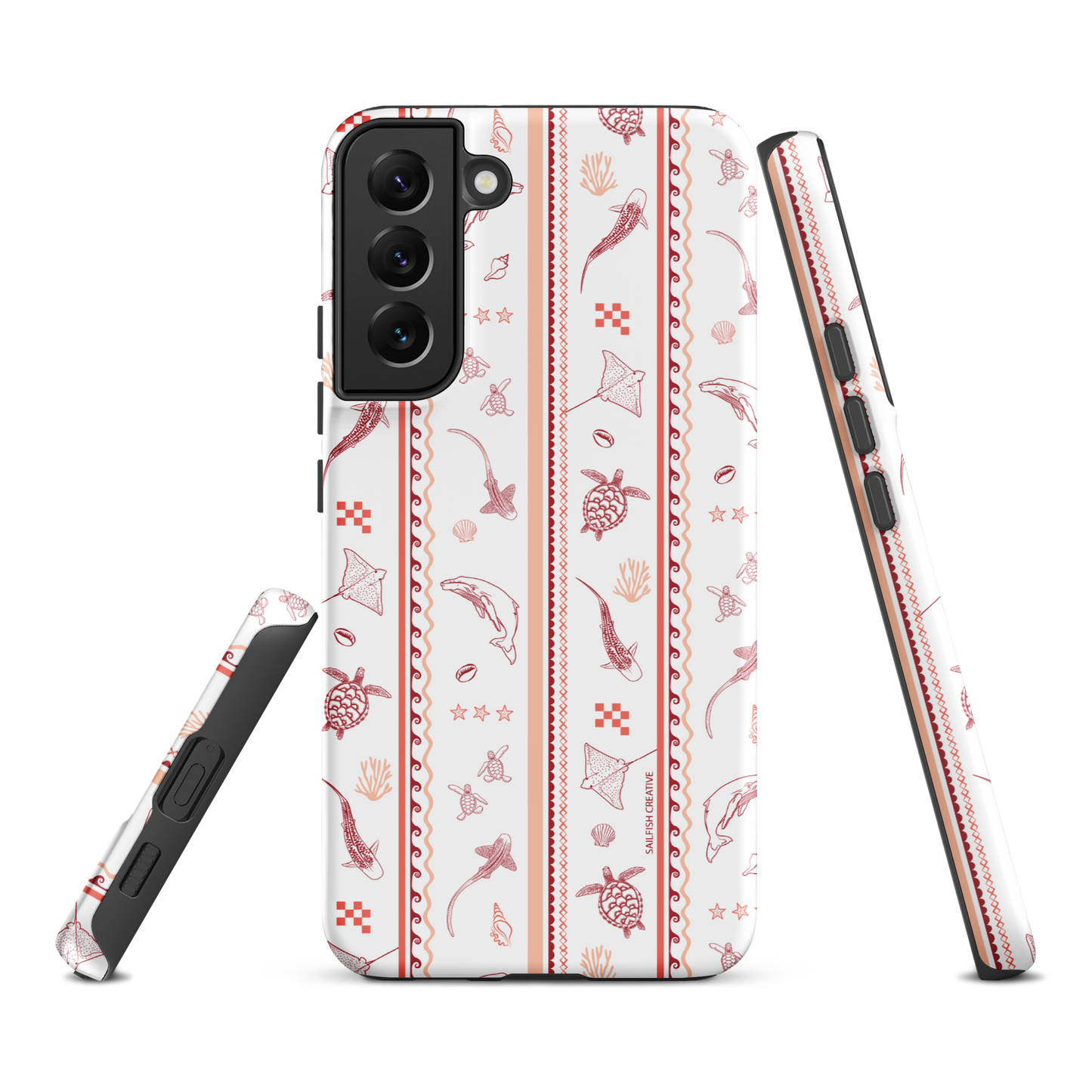 Samsung Phone Case - Candy Stripes Coral